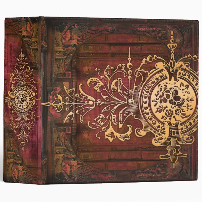 Royal Relic Mahogany and Gold Ancient Tome 3 Ring Binder (Front/Spine)