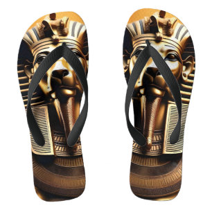 **"Royal Roar: The Golden Pharaoh Lion"** Flip Flops