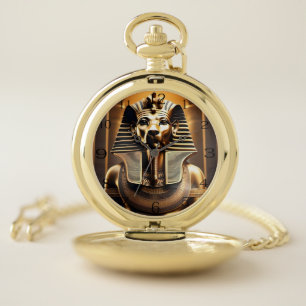 **"Royal Roar: The Golden Pharaoh Lion"** Pocket Watch