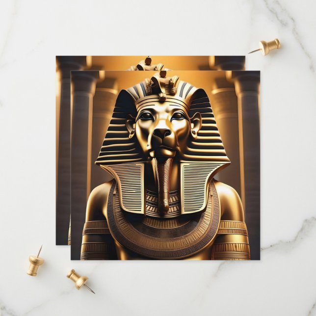 **"Royal Roar: The Golden Pharaoh Lion"** Save The Date (Front/Back In Situ)