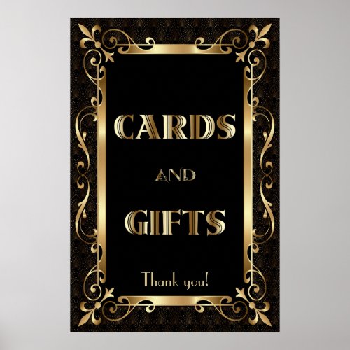 Royal Roaring 20s Gold Art Deco Cards  Gifts Sign
