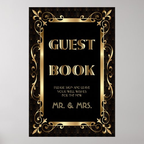 Royal Roaring 20s Gold Art Deco Guest Book Sign