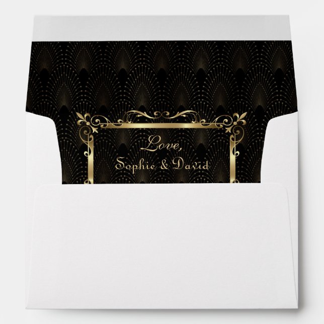 Royal Roaring 20s Gold Art Deco Wedding Envelope (Back (Bottom))