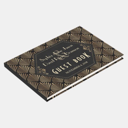 Royal Roaring 20s Gold Black Great Gatsby Wedding Guest Book