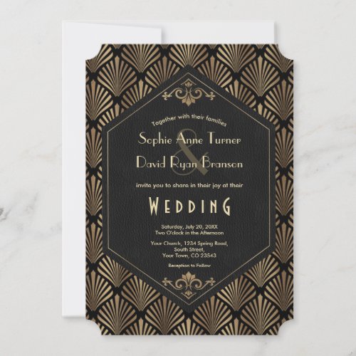 Royal Roaring 20s Gold Black Great Gatsby Wedding Invitation