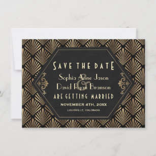 Royal Roaring 20's Gold Black Great Gatsby Wedding Save The Date