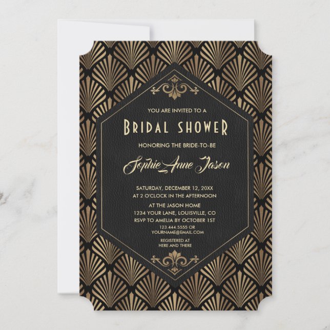 Royal Roaring 20's Gold Great Gatsby Bridal Shower Invitation (Front)