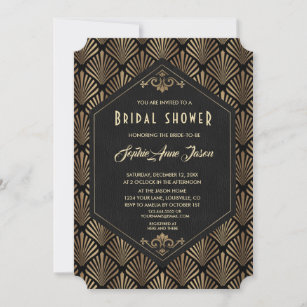 Royal Roaring 20's Gold Great Gatsby Bridal Shower Invitation