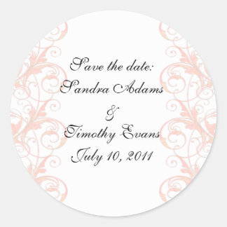 Royal Romance Peachy Pink & White Seals/Stickers Classic Round Sticker