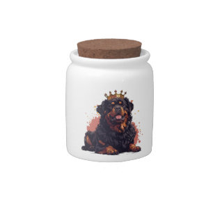 Royal Rottweiler Dog Queen Crown Candy Jar