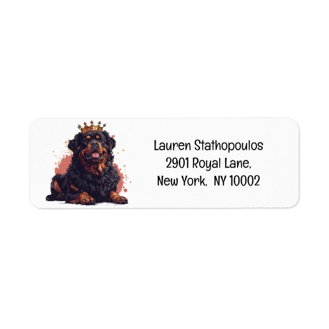 Royal Rottweiler Dog Queen Crown Label (Front)