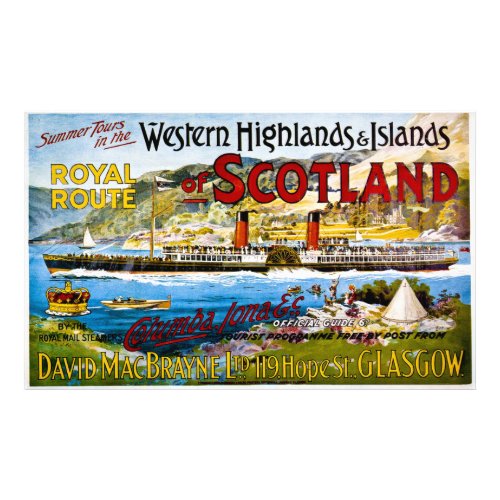 Royal Route of Scotland  Summer Tours Vintage Post Photo Print