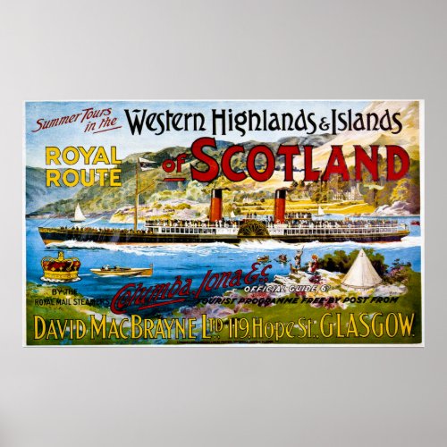 Royal Route of Scotland  Summer Tours Vintage Poster