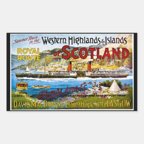 Royal Route of Scotland Summer Tours Vintage Rectangular Sticker