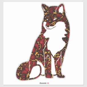 Royal Ruby Red and Gold Marble Texture on fox Sticker