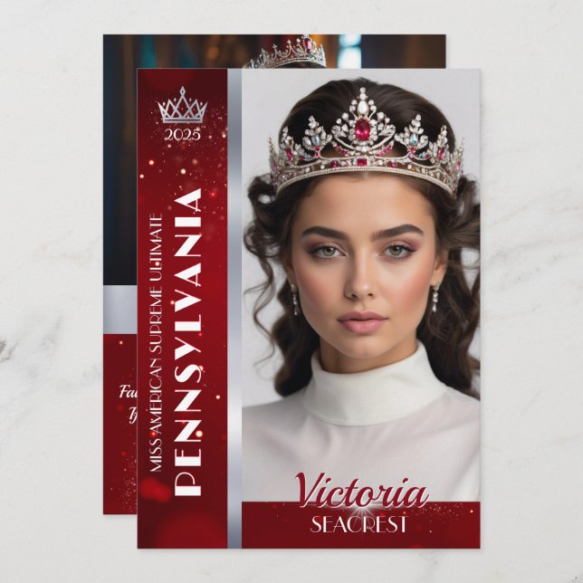 Royal Ruby Shimmer Pageant Autograph Photo Card (Front/Back)