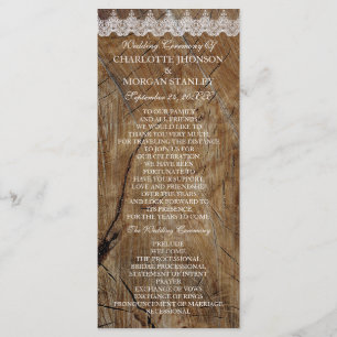 Royal Rustic White Lace Wedding Program