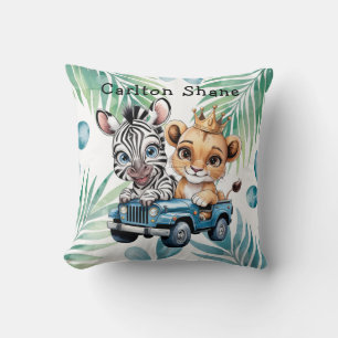 Royal Safari Ride Boy Baby Shower Gift Throw Pillow