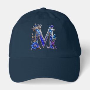Royal Sapphire Crystal M Crown Monogram Hat