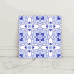 Royal Sapphire Elegant Blue Floral Mosaic Ceramic Tile