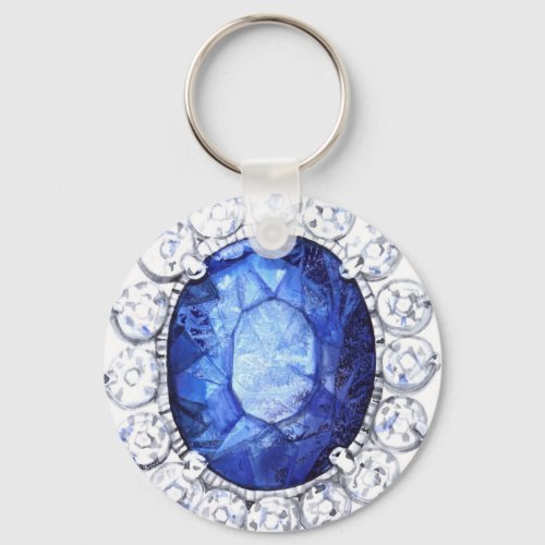 Royal Sapphire Original  Watercolor Keychain