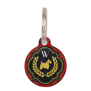 Royal Scottie Stewart Plaid Monogram Pet Name Tag