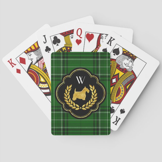 Royal Scottie Winning Hand Monogram Poker Cards (Back)