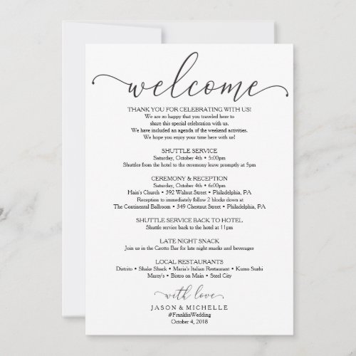 Royal Script Wedding Itinerary _ Wedding Welcome Invitation