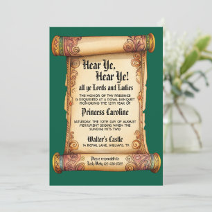 Royal Scroll Hear Ye, Hear Ye! Medieval Birthday Invitation