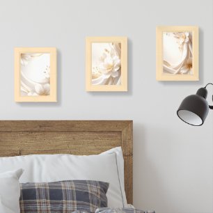 Royal Serenity: The Luxury Floral & Golden Silk Wa Wall Art Sets