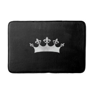 Royal Silver Crown on Black Bath Mat