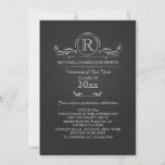 Royal Silver Monogram Graduation Invitation at Zazzle