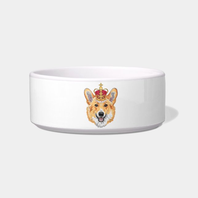 Royal Smiling Corgi Dog Bowl (Front)