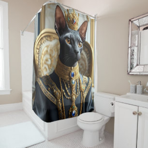 Royal Sphynx Cat King Regal Shower Curtain Decor