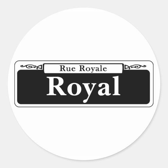 Royal St., New Orleans Street Sign Classic Round Sticker (Front)