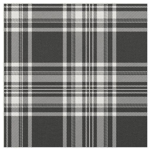 Royal Stewart Black And White Tartan Print Fabric