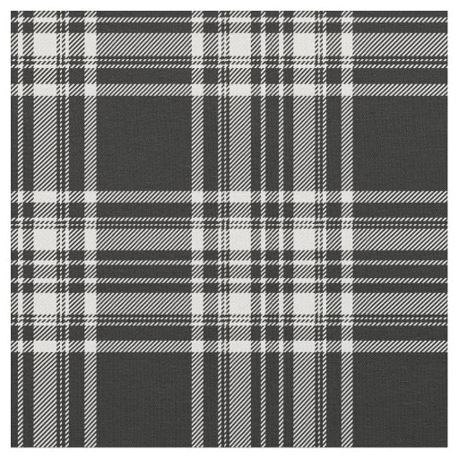 Royal Stewart Black And White Tartan Print Fabric