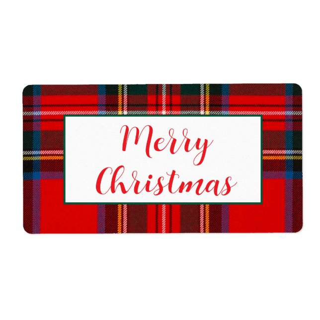 Royal Stewart Christmas Plaid PERSONALIZE Red gift Label (Front)