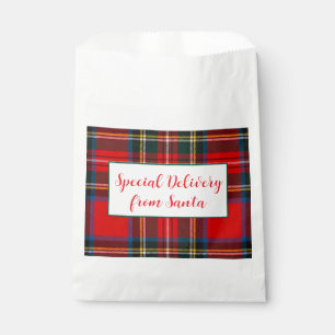 Royal Stewart Christmas Plaid Santa PERSONALIZE Favor Bag