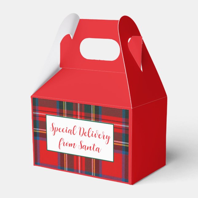 Royal Stewart Christmas Plaid Santa PERSONALIZE  Favor Boxes (Front Side)