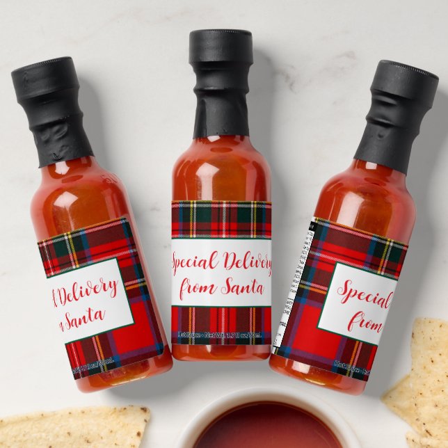 Royal Stewart Christmas Plaid Santa PERSONALIZE  Hot Sauces (Laydown)