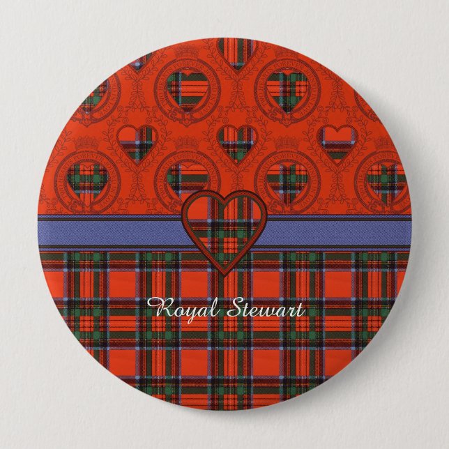 Royal Stewart clan Plaid Scottish tartan Pinback Button (Front)