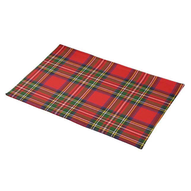 Royal Stewart Clan Tartan Plaid  Cloth Placemat (On Table)