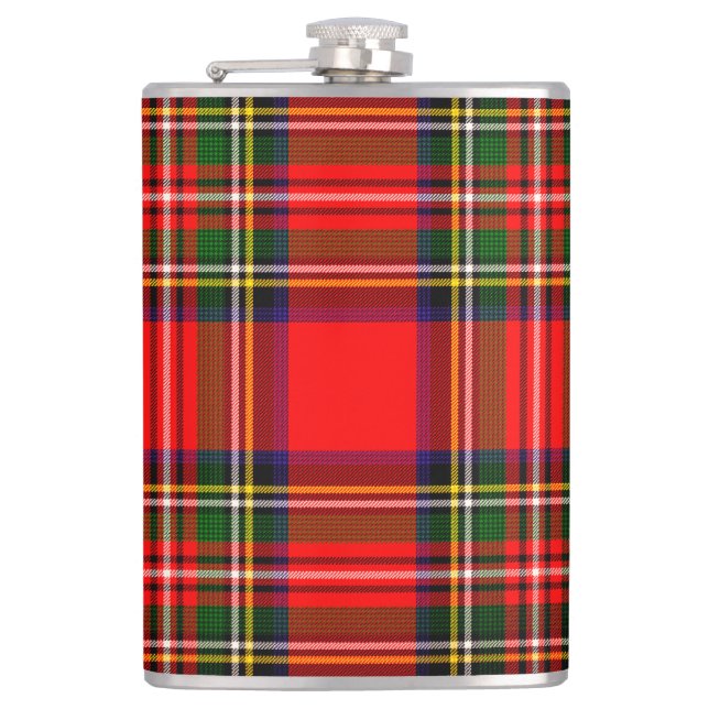 Royal Stewart Clan Tartan Plaid  Flask (Front)