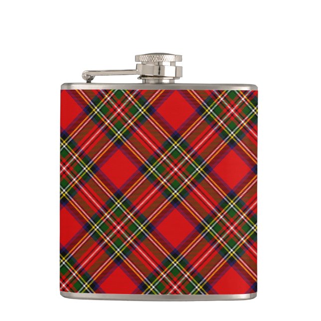 Royal Stewart Clan Tartan Plaid  Flask (Front)