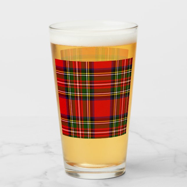 Royal Stewart Clan Tartan Plaid  Glass (Front Filled)