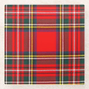Royal Stewart Clan Tartan Plaid Glass Coaster