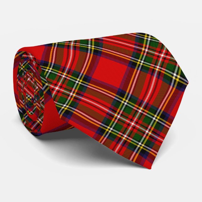 Royal Stewart Clan Tartan Plaid  Neck Tie (Rolled)