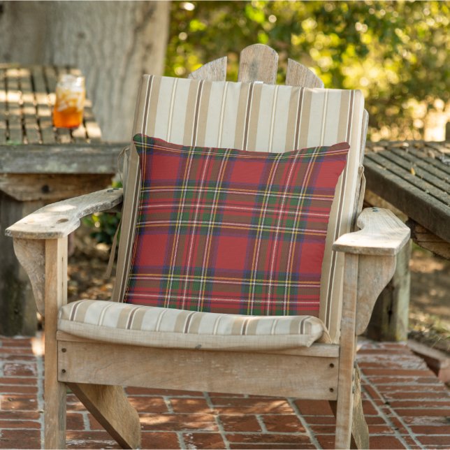 Royal Stewart Clan Tartan Plaid  Outdoor Pillow (Chair)