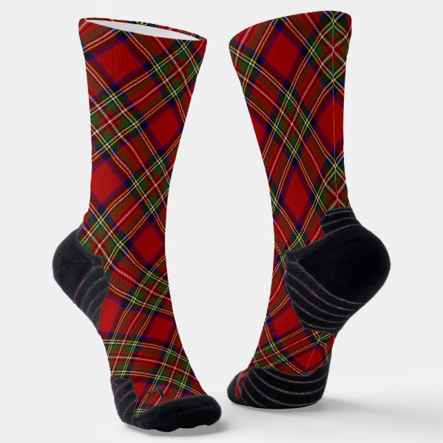 Royal Stewart Clan Tartan Plaid Pattern Socks (Angled)